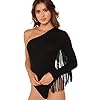 Verdusa-Womens-Fringe-Trim-One-Shoulder-Long-Sleeve-Bodysuit-Top Verdusa Women's Fringe Trim One Shoulder Long Sleeve Thong Bodysuit Top Black M