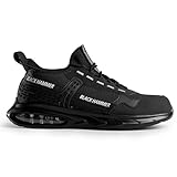 Black Hammer Lightweight Safety Trainers for Men - Air Bubble Comfort, Non-Slip Work Shoes, Steel Toe Cap with Pull Tie Laces Day Wear 5599 Black (10 UK) - Image 4