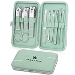 Manicure Set 10pcs Professional Nail Clippers Kit Pedicure Care Tools-Stainless Steel Grooming Tools for Travel (Green)