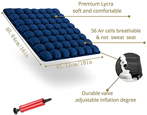 SUNFICON Air Seat Cushion Inflatable Seat Cushion Portable Car Seat Office Chair Wheelchair Pad Anti Bedsore Orthopedics Pain Pressure Relief Cushion Camping Seat Mat w Pump 18 ''x 16'' x1'' Blue - Thumbnail 2