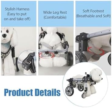 Lightweight Dog Wheelchair for Back Legs - Adjustable Mobility Aid & Hip Support for Disabled Pets, Pet Leg Brace for Enhanced Mobility & Comfort