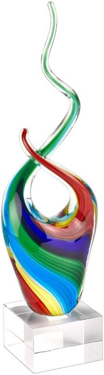 Badash Rainbow Murano-Style Art Glass Centerpiece - 14" Tall Mouth-Blown Glass Sculpture on Crystal Base - Contemporary Home Decor Accent Piece | Murano-style art glass sculpture for tabletop decor, living rooms, offices, shelves, console tables and gifts