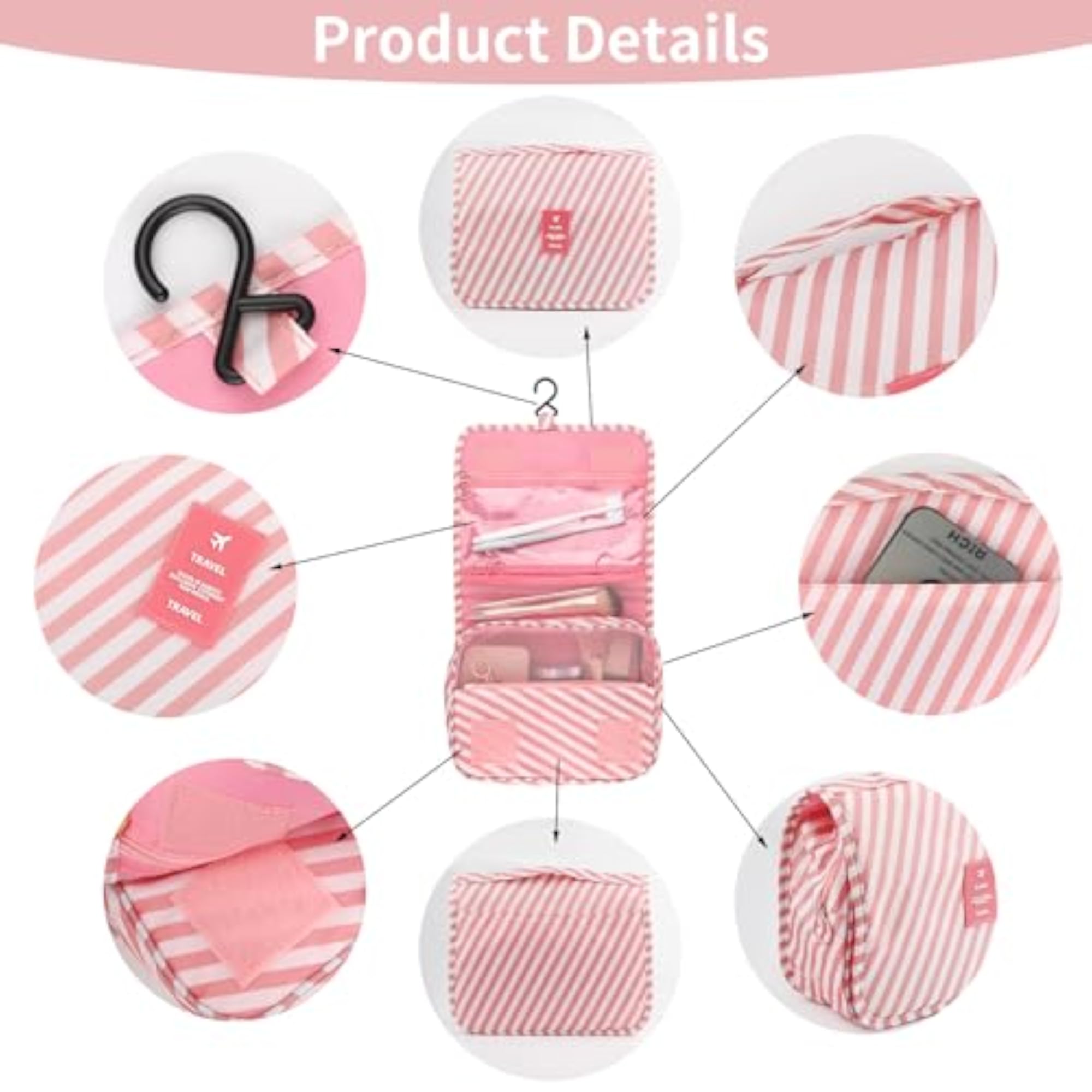 2Pcs Foldable Hanging Travel Toiletry Bag, Waterproof