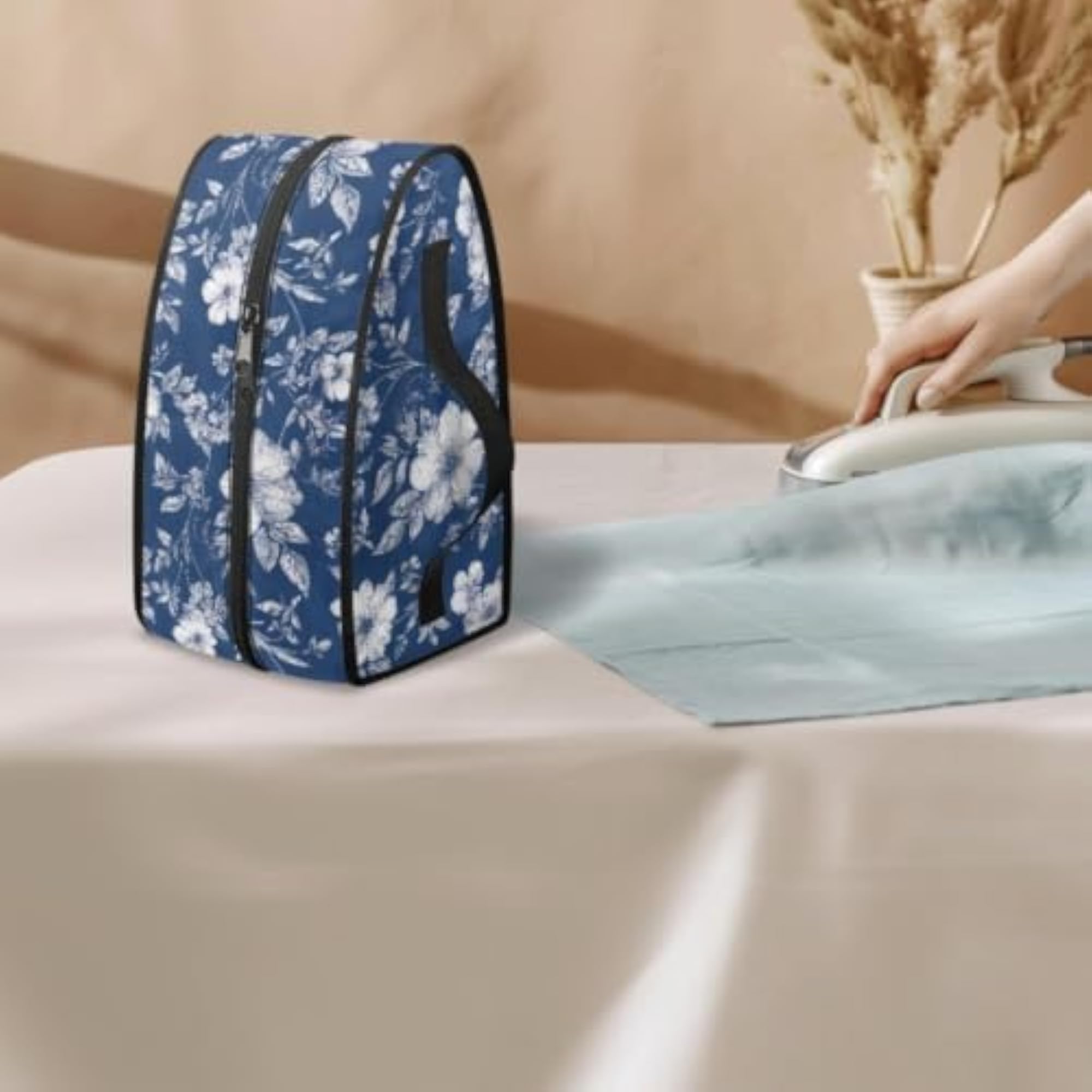 Zippered Iron Storage Bag Structured Rectangular Floral Steam Iron Carrier