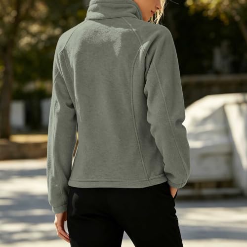 Gym Jacket for Women Fleece Casual Vintage Full Zip Jacket with Pockets - image 3