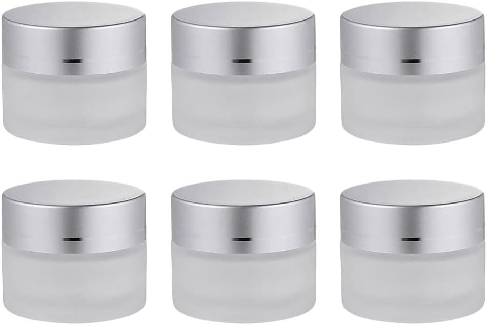 6 Pack 50g Glass Cosmetic Jars with Inner Liners and Dome Lids