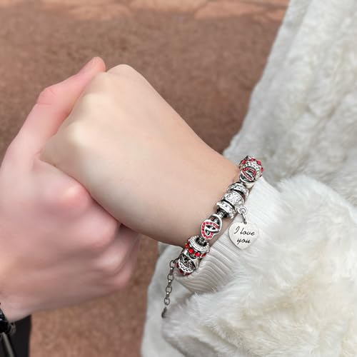 BELLA'S YARD I Love You Bracelet, Gifts for her, Charm Bracelet for Women, 100% Stainless Steel, Water & Tarnish Resistant, Mothers Day Gift, Ideal Anniversary or Birthday Gift for Wife, Jewelry for4