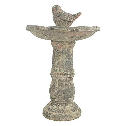 Esschert Design Ac175 Aged Ceramic Bird Bath On Pedestal Moss, Green #TOP1