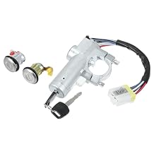 Ignition Lock Cylinder W/Keys - Car Ignition Switch Cylinder Lock Assembly - for Nissan Frontier 1999-2003 Metal Silver Tone - for Nissan Door Lock Cylinder 1set