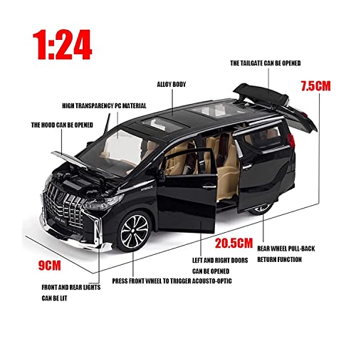 Image of DEOXY 1:24 Big Alphard Car Toy, Metal Pullback Toy With 6 Openable Doors, Lights, And Sounds For Boys Gift,Multicolor