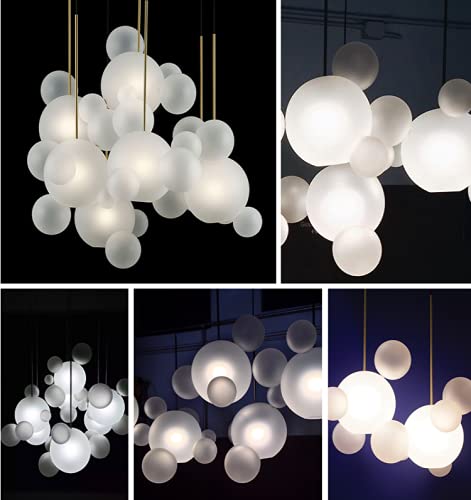 Susuo Milk White Frosted Glass Bubble Cluster Pendant Lighting For Ceiling - Novelty 5-Lights Globe Suspension Lamp Ball Chandelier Modern(Large Sized) #TOP5