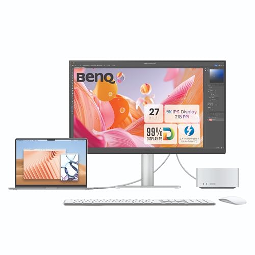 Image of BenQ MA270S 27 inch 5K 5120x2880 Nano Gloss Monitor for Mac Creators, Dual Thunderbolt 4 96W /15W, Mac Color, Daisy Chain, KVM, Brightness & Volume Control on Mac, Height & Tilt Adjustment, P3 Color Gamut