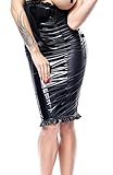 Damen Rock kurz knielang schwarz wetlook Größen : S bis 2XL