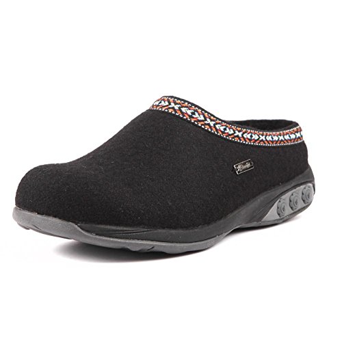 Therafit Heather Women's Indoor/Outdoor Wool Clog Slipper Black