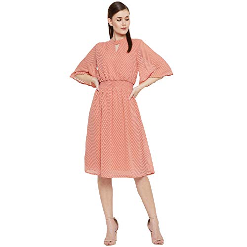 Image of Carlton London Women's Polyester A-Line Midi Casual Dress