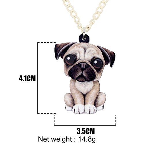 Newei Acrylic Sweet French Bull Pug Dog Necklace Pendant Chain Choker Jewelry For Women Girl Gift By The #TOP5