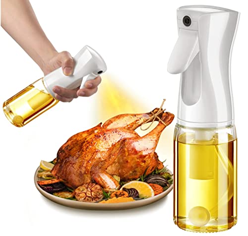 SECURITY TOYS Pulverizador Aceite | Aceitera De Aceite de Oliva | Spray Aceite para Freidora de Aire Air Fryer Cocina 200ml, Vaporizador Aceite de Oliva y Vinagre, Dispensador para Cocinar, Blanco