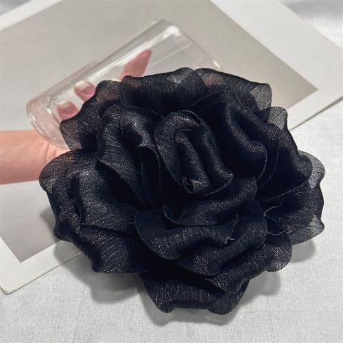 Image of Flash Camellia Flower Brooch Pin for Women Men Elegant Texture Fabric Dahlia Rose Floral Brooches Lapel Pins Dainty Wedding Holiday Party Costume Dress Accessories Jewelry
