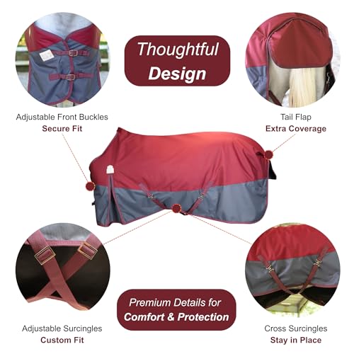 Image of BARN & STABLE 600Denier 3000mm /3000mvp Super Waterproof & Breathable Horse Blankets for Winter with 200g Fill