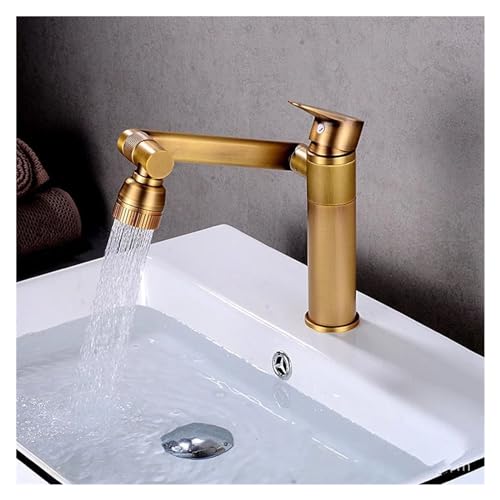 Robinet de salle de bain en cuivre antique mitigeur rotatif haut de gamme