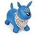 LUDI - Chien sauteur bleu, dès 10 mois. Développe la motricité. Plastique PVC épais et résistant, assure stabilité. Système de gonflage inclus. Taille 58 x 27 x 48 cm - 2776