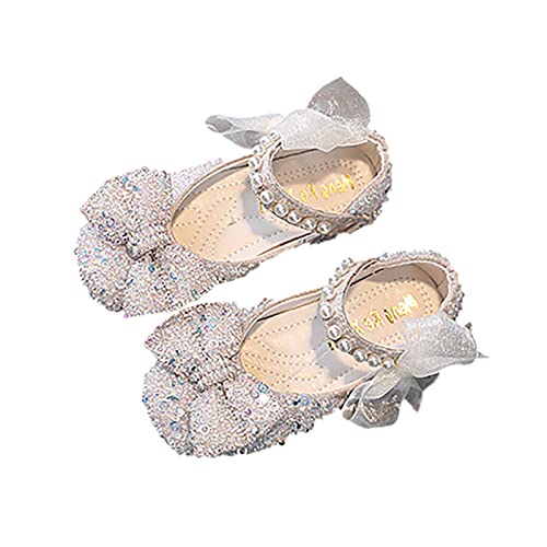 EnJoCho Tennis Shoes for Boys Performance Dance Shoes For Girls Childrens Shoes Pearl Rhinestones Shining Kids Shoes (Beige, 23)3