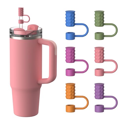 YOTIME 6Pcs Silicone Straw Covers Cap 0.39in/10mm Straw Toppers Compatible with Stanley Cup 40 & 30 oz Reusable Dust-Proof Cover Cap for Tumbler with Handle Multicolor