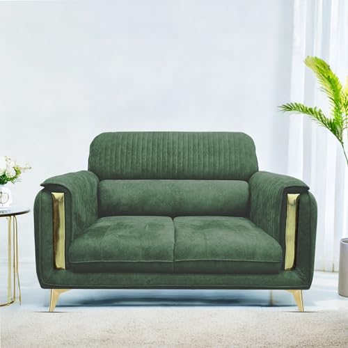 Image of Casaliving Gelio 2 Seater Sofa Set for Living Room (Green Colour) Premium Fabric Sofa