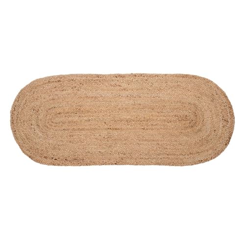 LOLAhome Alfombra Rústica Trenzada Ovalada Beige de Fibra Natural de 170x70 cm