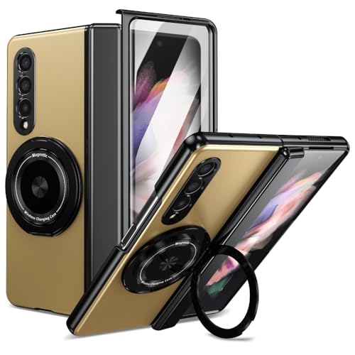 Étui Samsung Galaxy Z Fold 3 doré avec protection charnière magnétique et écran intégré