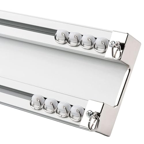 GXQFC Ceiling Curtain Track, Heavy-Duty Double Curtain Rail Ceiling Tracks Mounted Room Divider Curtain Rods for Living Room Bedroom(Size:2M,Color:White)