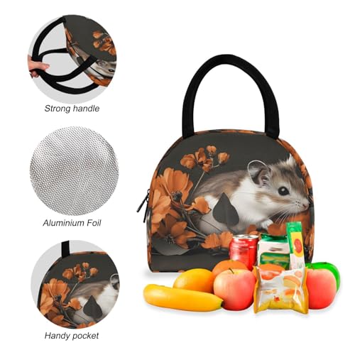 Floral Mouse Print Backpack Set with Lunch Bag, Large Capacity Travel Backpacks and Lunch Box Insulated for Commute Hiking Picnic4