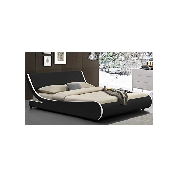 Buy SHA CERLIN King Size Platform Bed, Faux Leather Low Profile Sleigh
