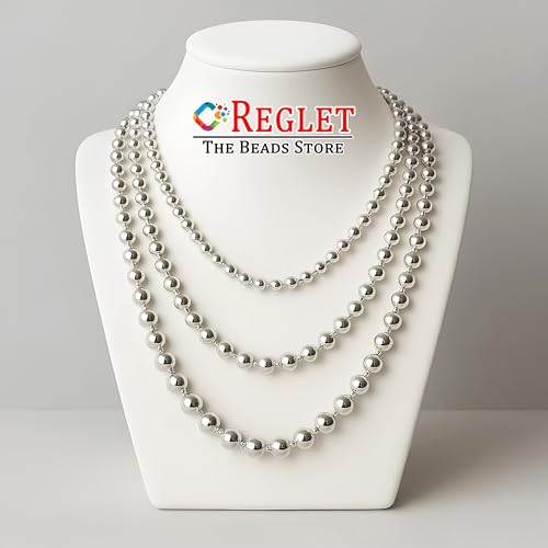 Image of 1600 Pcs Silver Pearl Beads for Jewellery Making Kit | Bead Bracelet Making for Women Girls Kids | Crystal Beads for Craft | Pearls for Craft | 6mm | 200g
