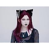 [UpdateClassic] ゴスロリ 猫耳 アニマル耳 ヘッドアクセサリー チェーン ゴスロリ ゴシック パンク (ブラック)