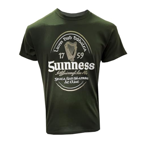 Guinness Bottle Green Irish Label T-Shirt, Short Sleeves, Men
