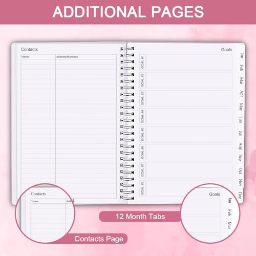 Planner 2026, Monthly Planner Runs January 2026 to December 2026, Calendar Planner with Sturdy PP Cover, Weekly Planner 2026, Laminated Tabs, Twin Wire Binding, Elastic Bond, A5 Monthly Planners 2026