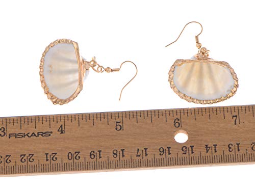 Alilang Accent Marine Nautical Clam Conch Seashell Fish Mermaid Dangle Drop Earrings，Boho Beach, Gold - Thumbnail 6