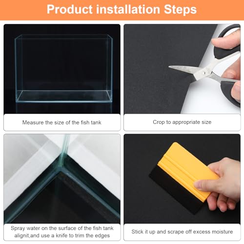 JYYWTSI 200 x 40 cm Fondo de Acuario, Estático Fondo Acuario para Acuario Pecera, Genérico Fondo Negro Estático Adhesivo de Fondo Negro Decoraciones de Papel Pintado Fondo de Pecera - imagen 6