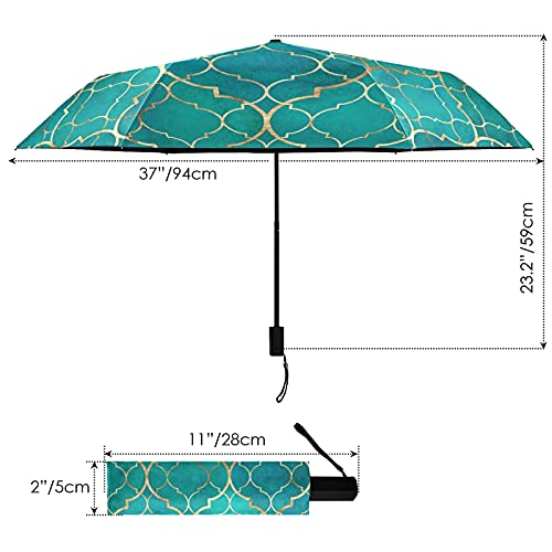Parapluie pliable portable anti-UV compact aux motifs dorés