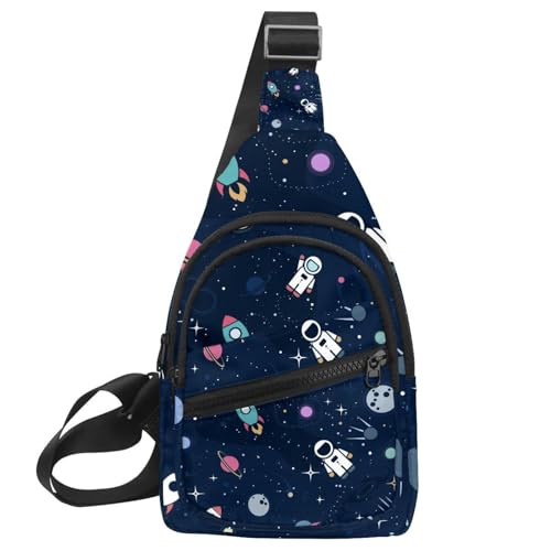 Mochila bandolera con cremallera segura y diseño de cohetes espaciales ajustable