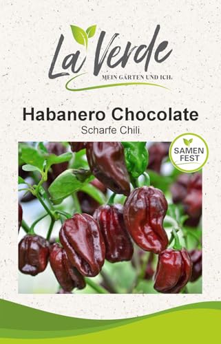 La Verde MEIN GARTEN UND ICH. Habanero Chocolate Peperoni Samen für ca. 8–10 Pflanzen, sehr scharfe Chili, braunrot abreifend, Saatgut ohne Gentechnik