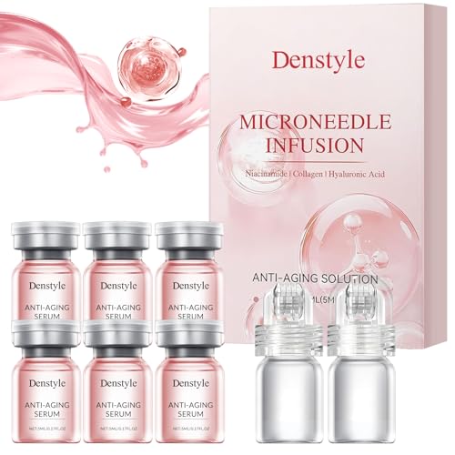 Micro Infusion System für Gesicht，Hautpflege-Set mit Hyaluronsäure für zu Hause, Reduziert Falten und macht die Haut glatter aussehend，für den Heimgebrauch – 2 Roller + 6 Seren