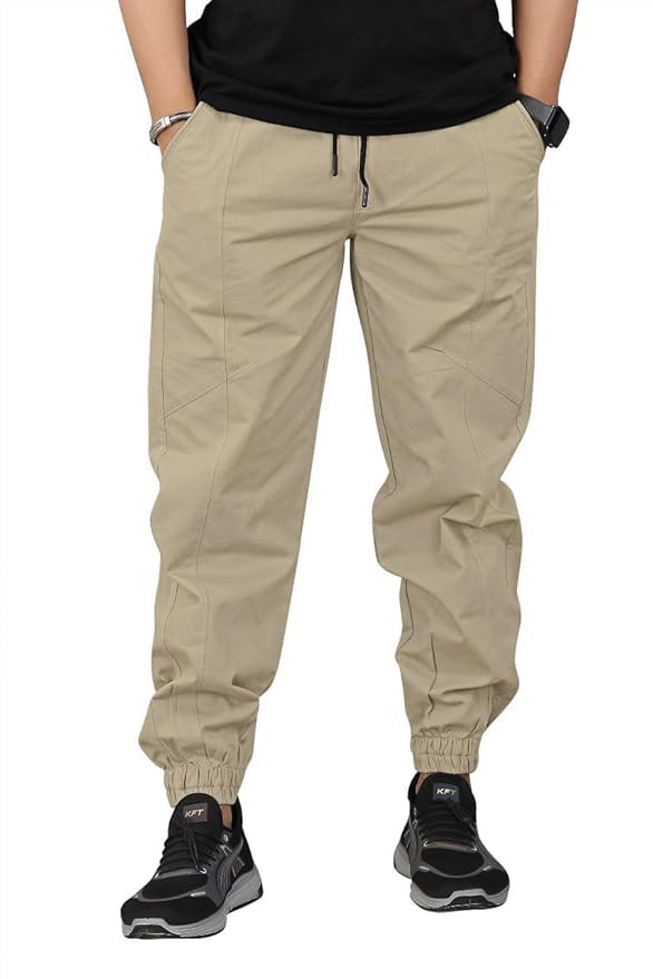 Men's Cotton Jogger Pants | Regular Fit Casual Track Pants with Elastic Waist & Cuff | Comfortable Trousers for Gym, Travel & Outdoor Use-picture-31