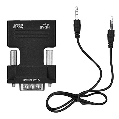 plplaaoo Adaptador Convertidor HDMI a VGA 1080P Ultra Compacto HDMI Hembra a VGA Macho con Salida de Audio para Computadora Tableta Monitor Proyector ABS Negro 5 x 3,4 x 1,2 cm