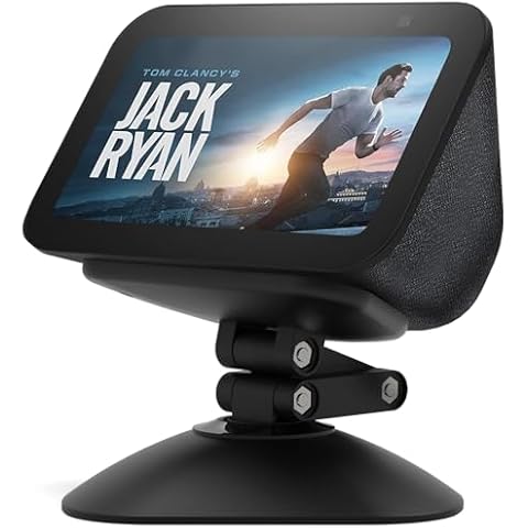 Stand for Echo Show 5 (3rd), Adjustable Height Tilt + Swivel Stand with Strong Magnetic, Rotates Side to Side, Compatible with Cell Phones & Show 5 (3/2/1 Gen) (Black) Cover
