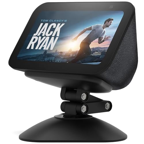 Soporte para Echo Show 5 (3ª), altura ajustable de inclinación + soporte giratorio con fuerte magnético, gira de lado a lado, compatible con teléfonos celulares y Show 5 (3/2/1 Gen) (negro)