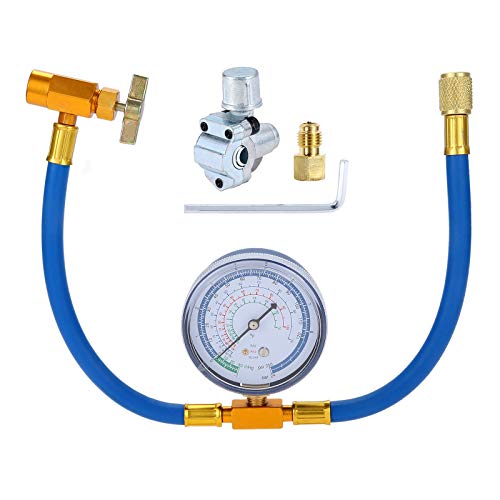 R134A AC Recharge Hose with Gauge and BPV31 Bullet Piercing Tap Valve Kit, 1/4