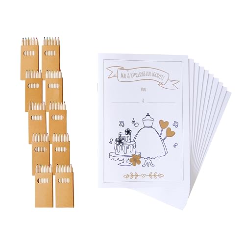 JEKA 10 Hochzeitsmalbuch für Kinder mit Stiften (10er Set) Hochzeit für Kinder Kinderbeschäftigung Hochzeit Gastgeschenk Hochzeit Hochzeit Mitgesbel Malbuch Hochzeit