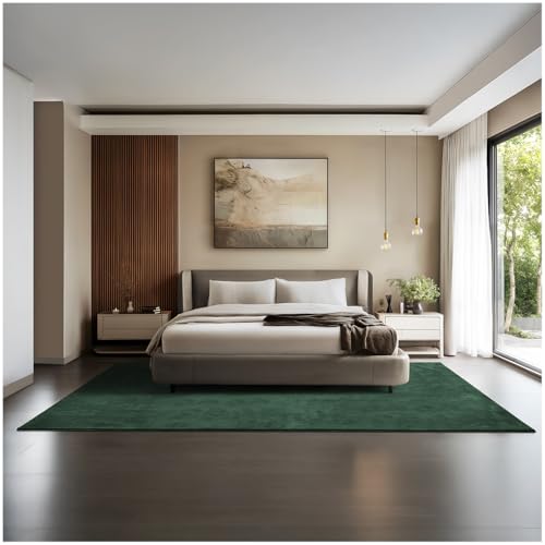 tectake® Flauschiger Kurzflor Teppich, waschbar, für Wohnzimmer, Badezimmerteppich, Küchenteppich, Teppich Flur, Home Deko, rutschfest, allergikerfreundlich, grün, 200 x 290 cm